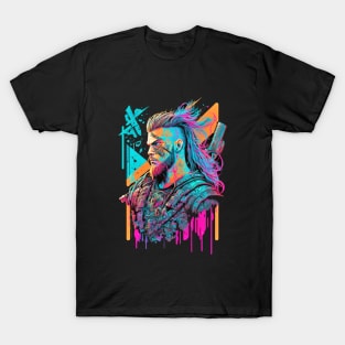 Neon Cyberpunk Viking - V1.12 T-Shirt